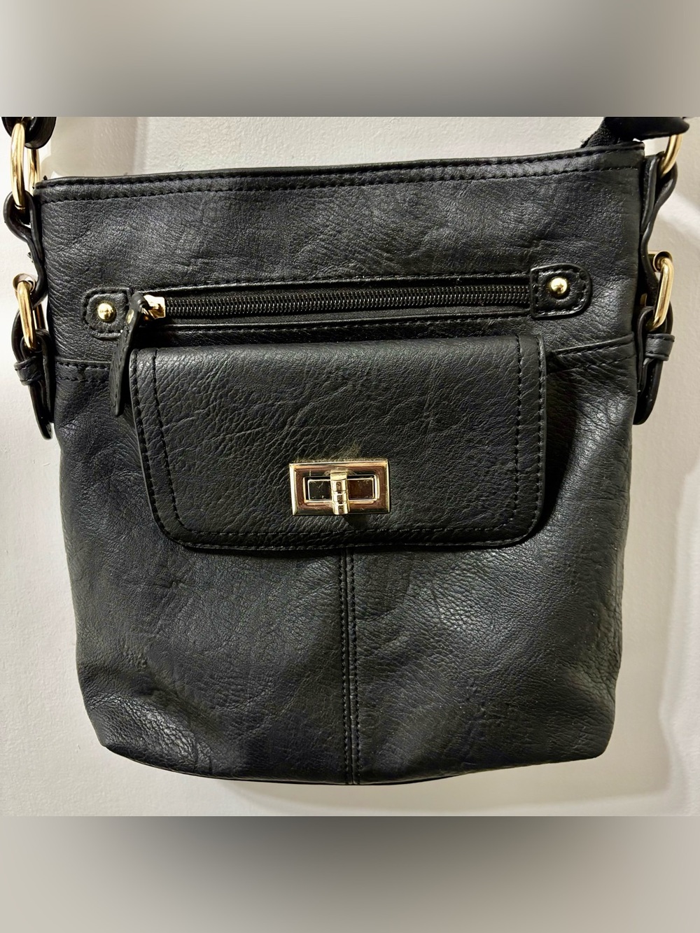 Classic Black Crossbody Bag with Gold Hardware